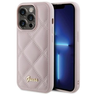 Guess nakładka do iPhone 15 Pro Max 6,7" GUHCP15XPSQSQSP różowa HC PU Quilted Metal Logo