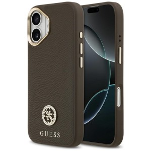 Guess nakładka do iPhone 17 HC MAGSAFE PU W/ GRAINED PU STRASS LOGO brązowa