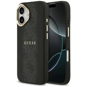 Guess nakładka do iPhone 17 HC MAGSAFE PU W/ 4G PU STRIPE czarna