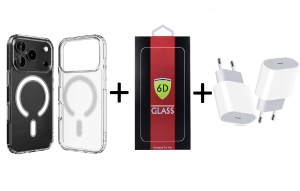 Zestaw MAX 3w1: Etui MagSafe + Szkło + Ładowarka 20W do iPhone 17 Pro Max