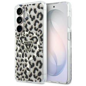 Guess nakładka IML Leopard Print Triangle MagSafe do Samsung Galaxy S26 czarna
