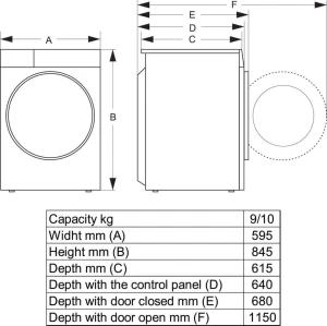 Hisense DH5I104BWAB suszarki do prania Wolnostojący Od przodu 10 kg Biały