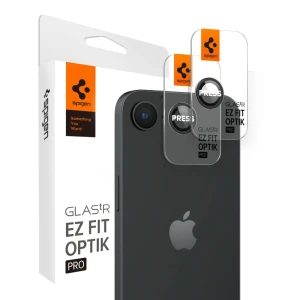 Spigen osłona aparatu Optik Pro Glas.TR „EZ Fit” Camera Protector 2-Pack do iPhone 16E Czarna