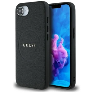 Guess Nakładka HC MagSafe PU Grained Gold Ring do iPhone 16e Czarna