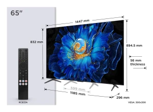 Telewizor TCL 65C69KS 65" QD-Mini LED 4K Ultra HD Google TV Dolby Vision / Atmos HDMI 2.1 Metaliczny