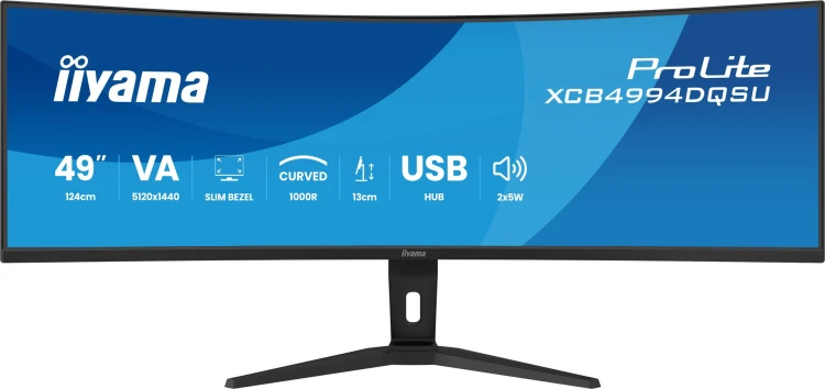 iiyama ProLite XCB4994DQSU-B1 monitor komputerowy 124,5 cm (49") 5120 x 1440 px Dual QHD LCD Czarny_1.jpg