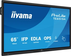 iiyama TE6515A-B2AG signage display Kiosk 163,8 cm (64.5") Wi-Fi 550 cd/m² 4K Ultra HD Czarny Ekran dotykowy Procesor wbudowany Android 24/7